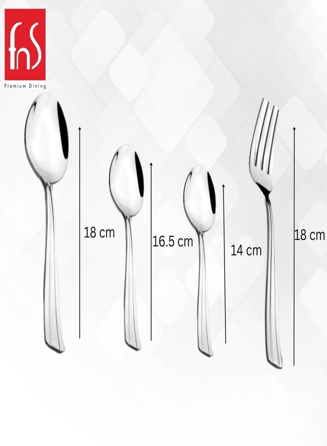 FnS Venice 24 Pcs Premium Stainless Steel Cutlery Set with Stand (6 Dinner Spoon, 6 Dinner Fork, 6 Baby Spoon, 6 Tea Spoon) - Image 3